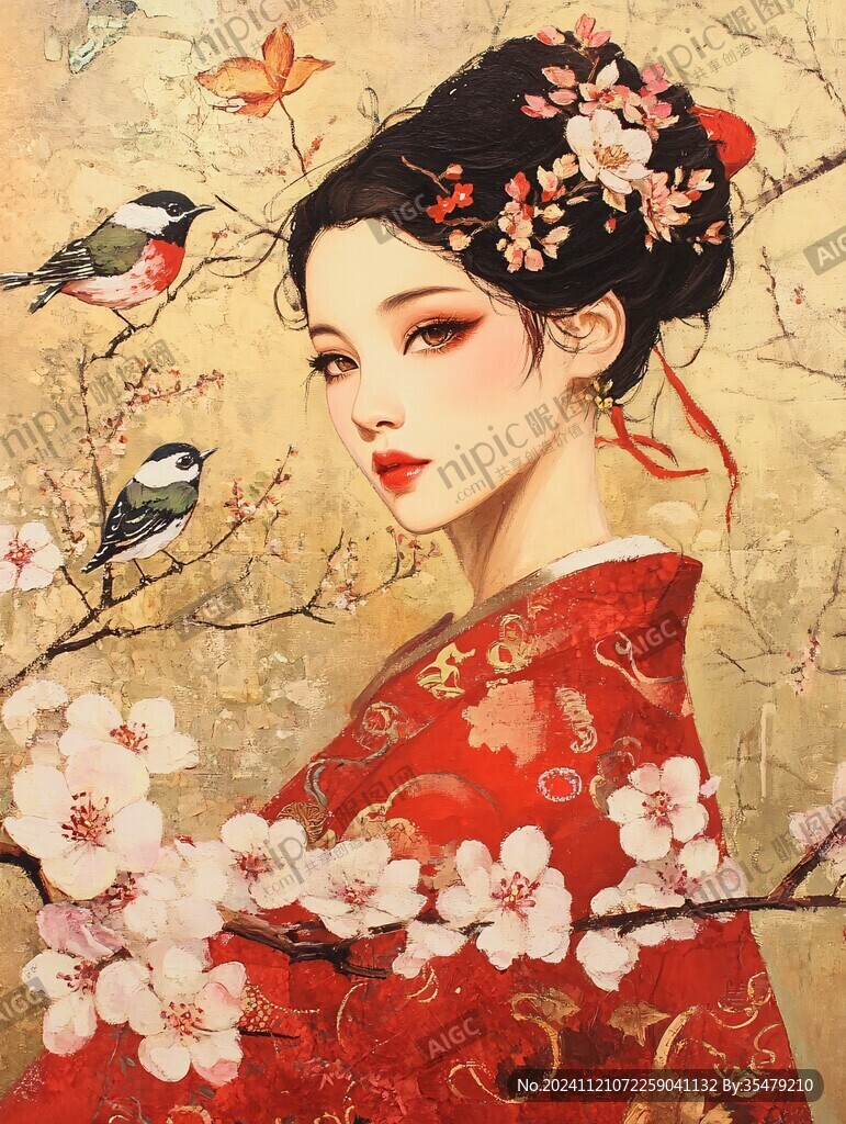 工筆美女插畫