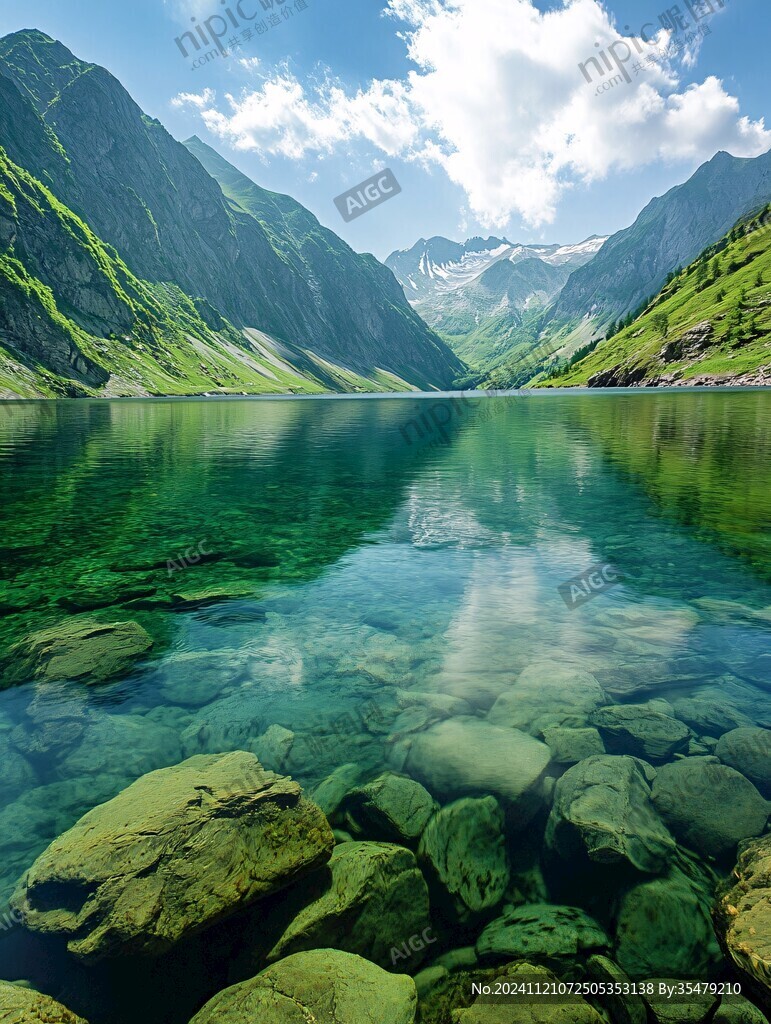 高山湖泊青綠山水