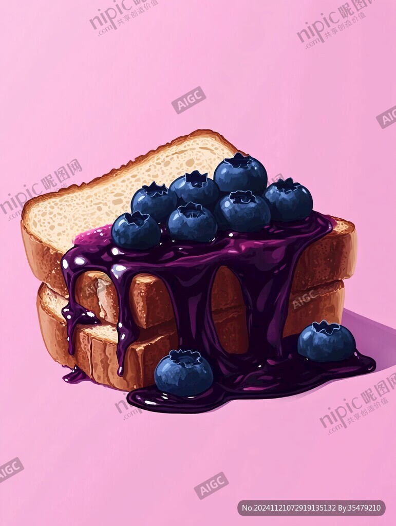 藍莓蛋糕插畫圖