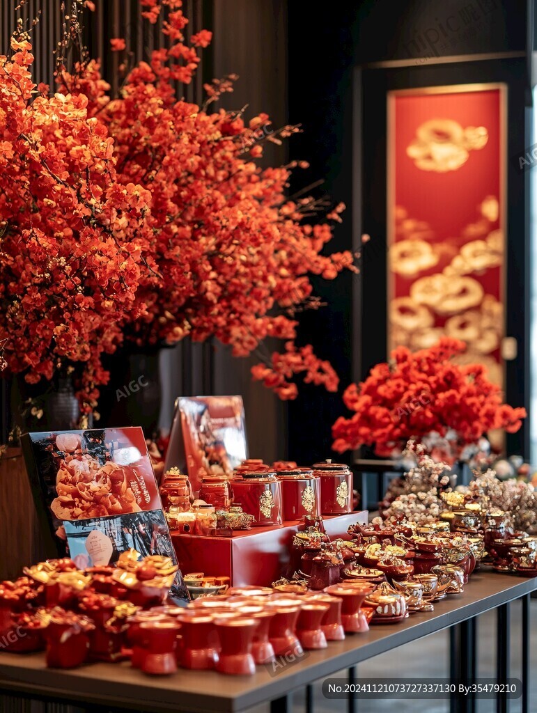 紅色新中式婚禮花藝