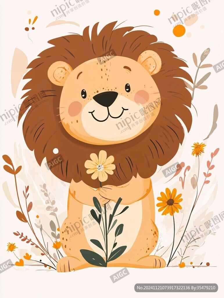 花朵動物插畫