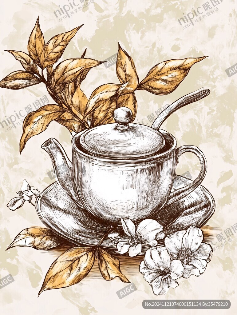紫銅茶壺插畫