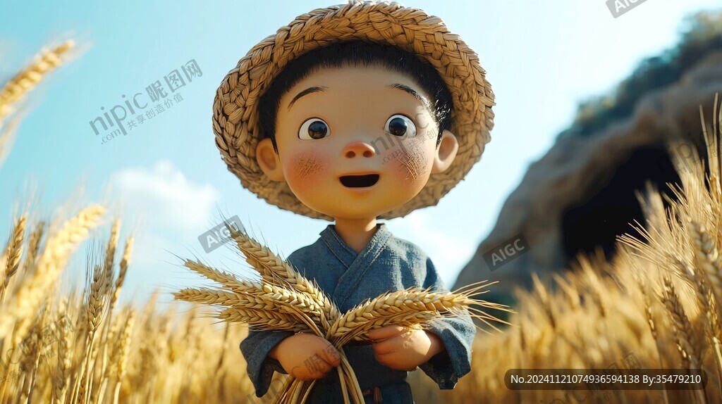 小龍農(nóng)夫拿麥穗頭像