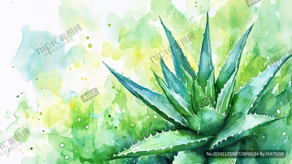 水彩蘆薈插畫