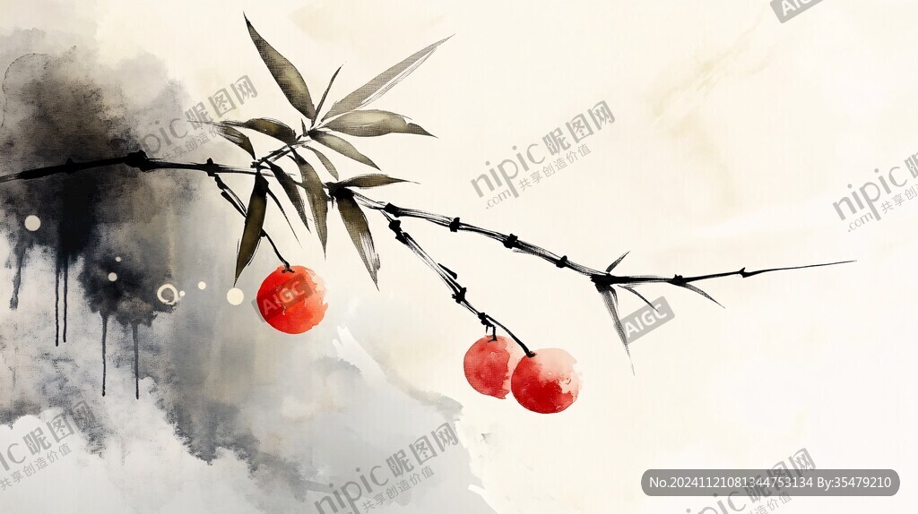 竹林古典水墨畫