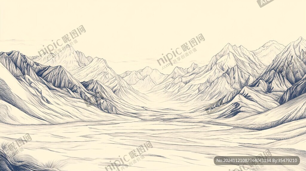 雪山線稿