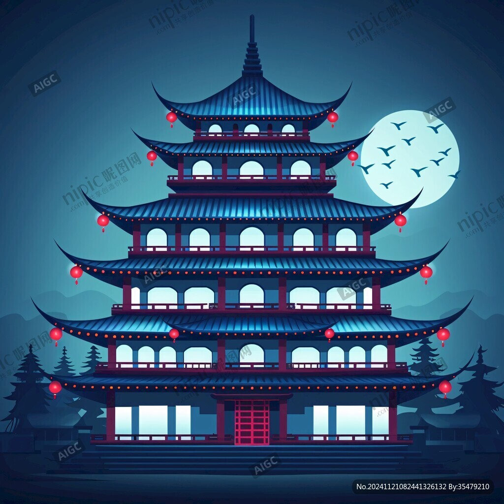 樓閣插畫