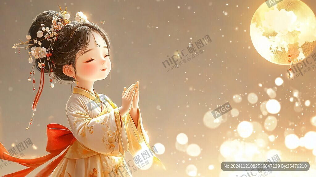 中秋古裝插畫(huà)