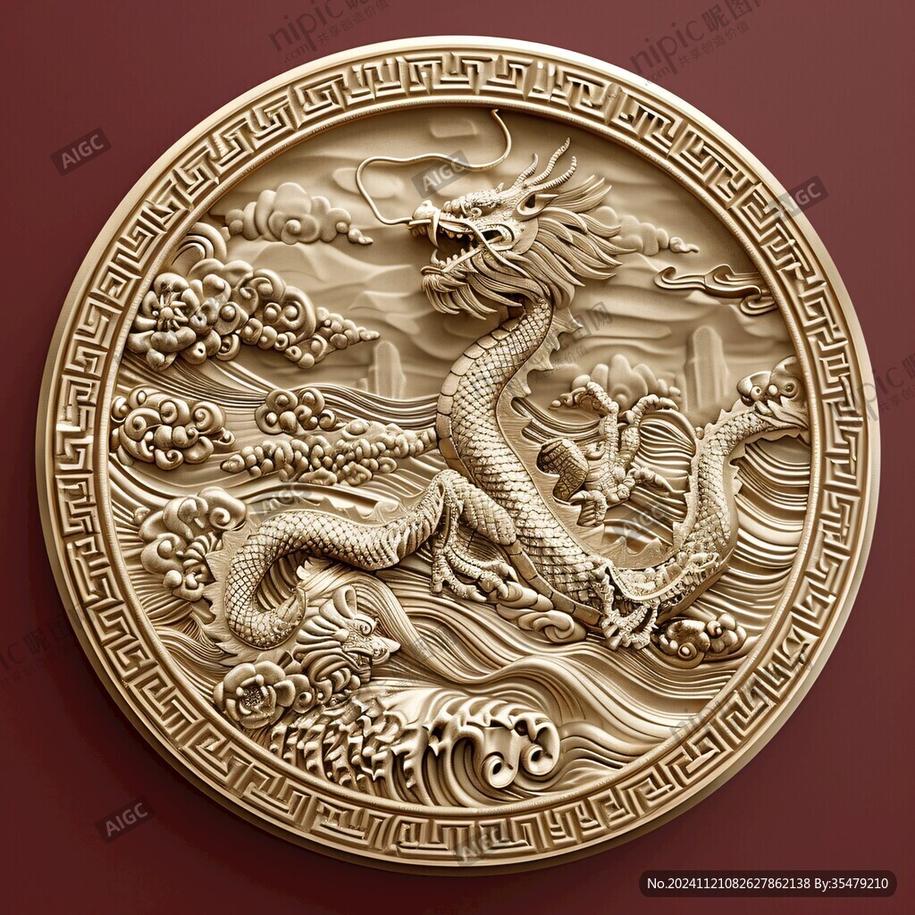 中式傳統(tǒng)浮雕雙龍戲珠
