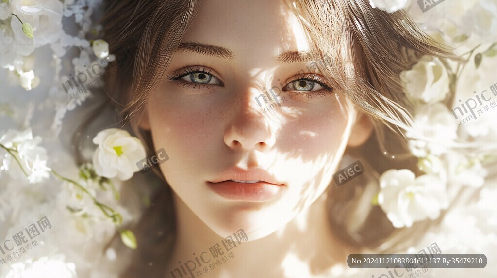 唯美花下少女