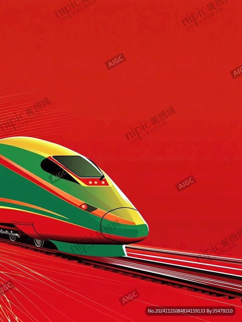 動(dòng)車回家過(guò)年紅色