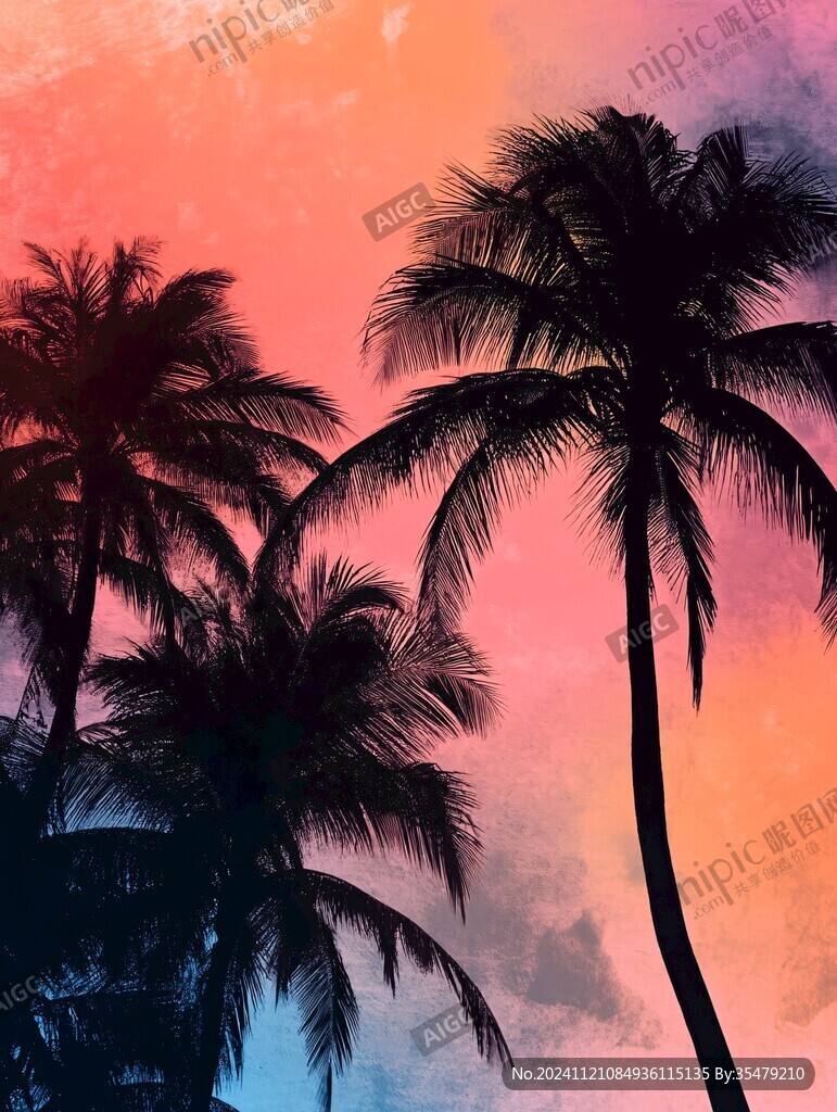 棕樹剪影背景