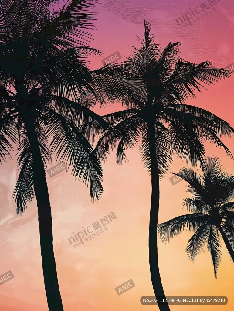 夕陽下的椰樹