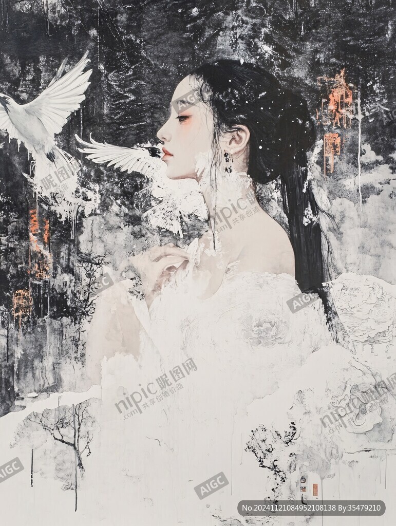 古風(fēng)水彩美女插畫
