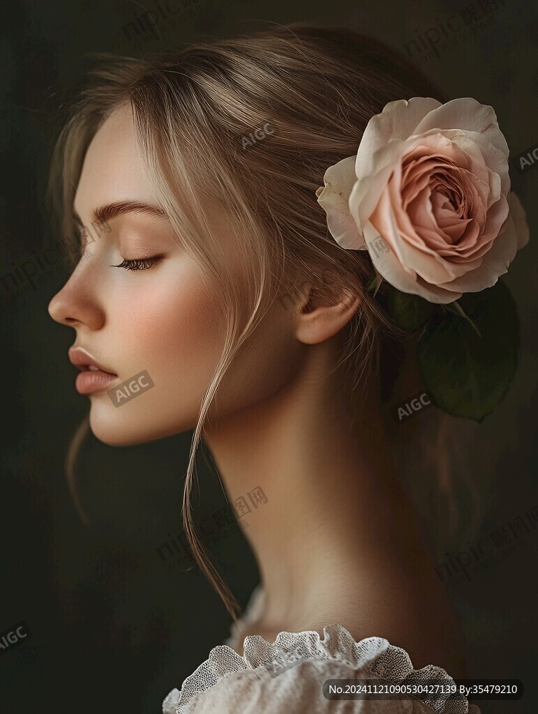 手繪玫瑰美女