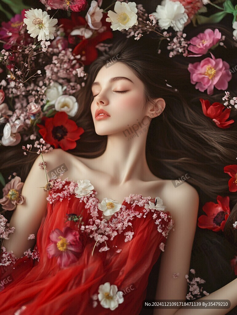 木棉花美女插畫