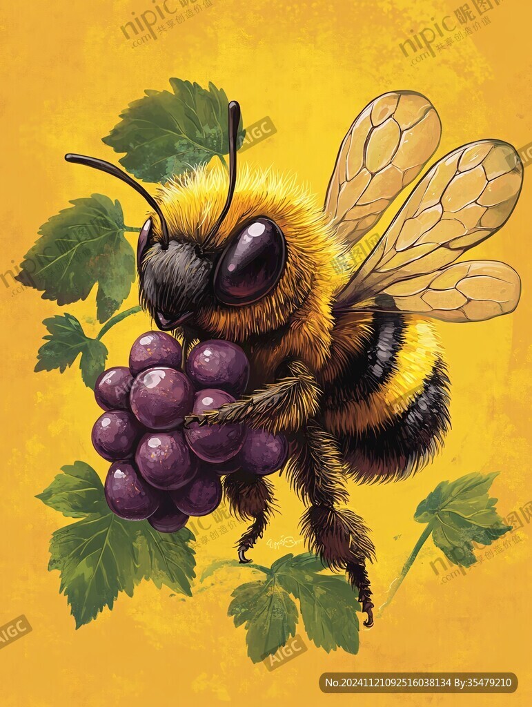蜂蜜葡萄汁插畫