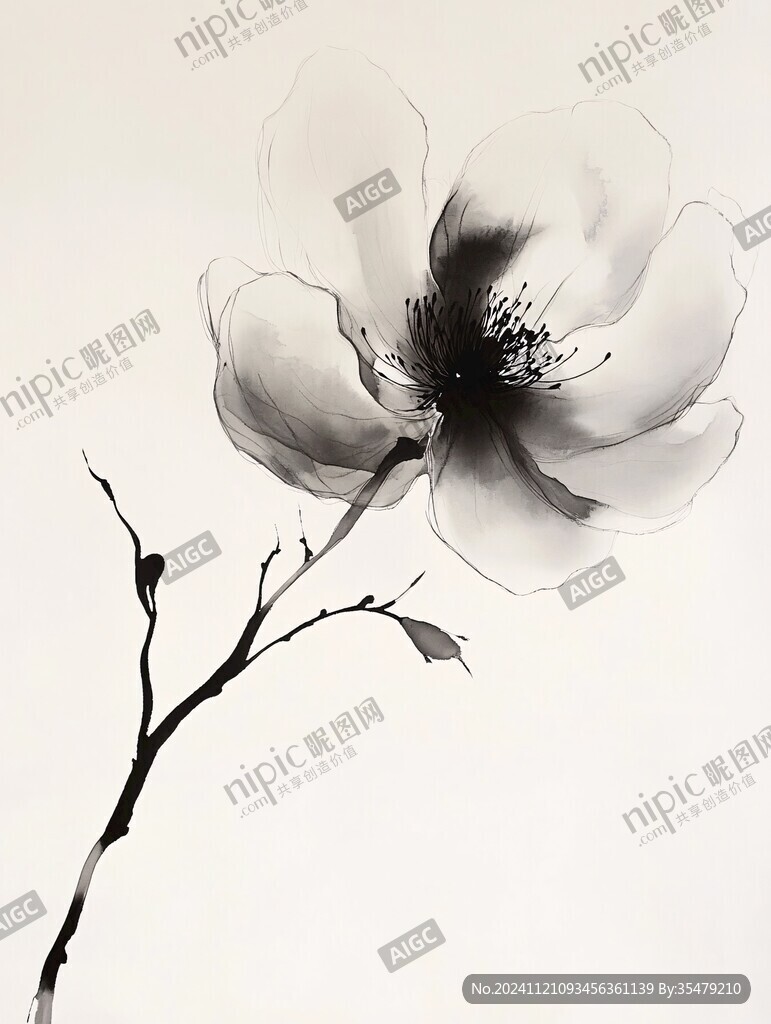 水墨大花