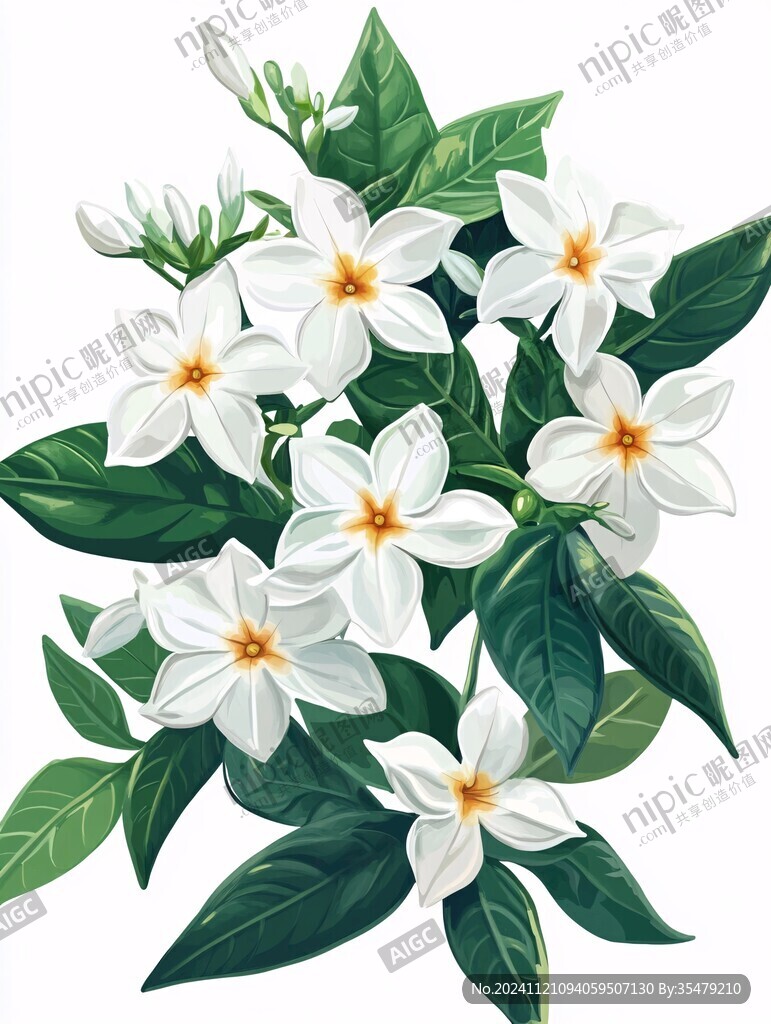插畫茉莉花