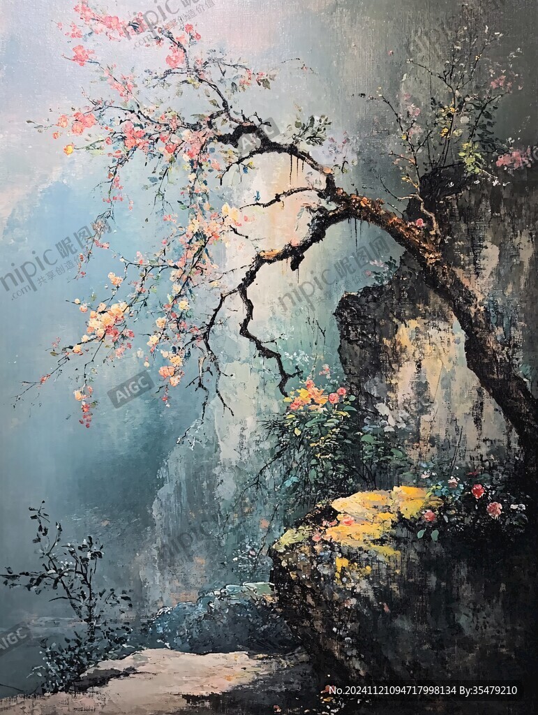 油畫梅花
