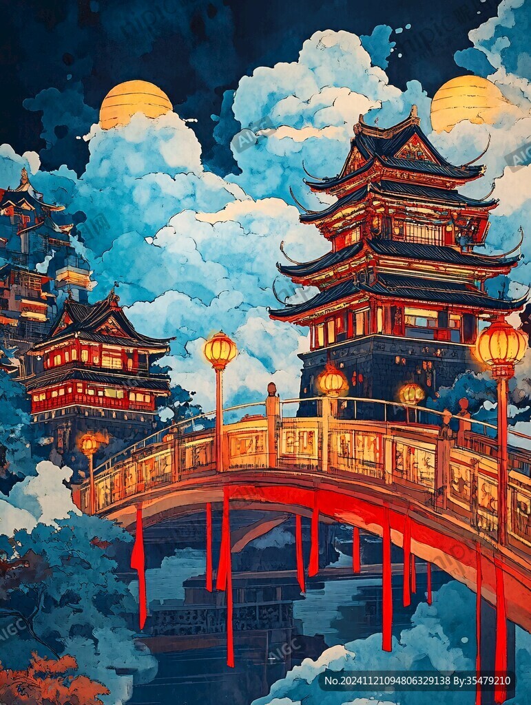 滕王閣插畫
