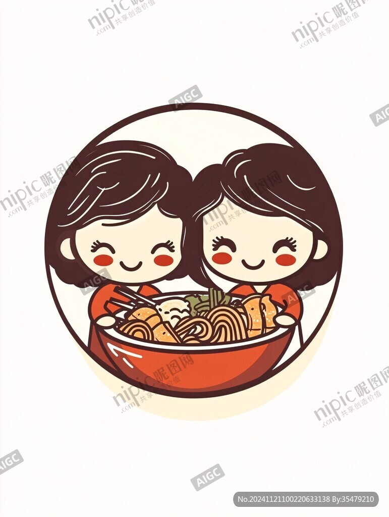 吃螺螄粉的女孩插畫