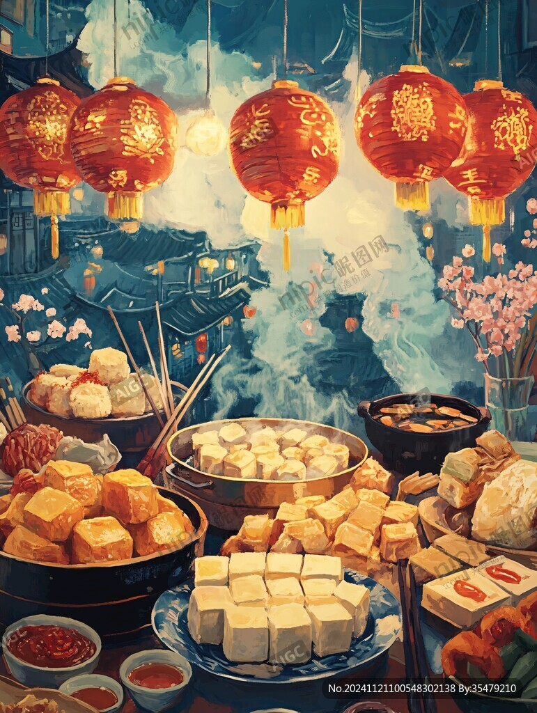 魚丸攤插畫