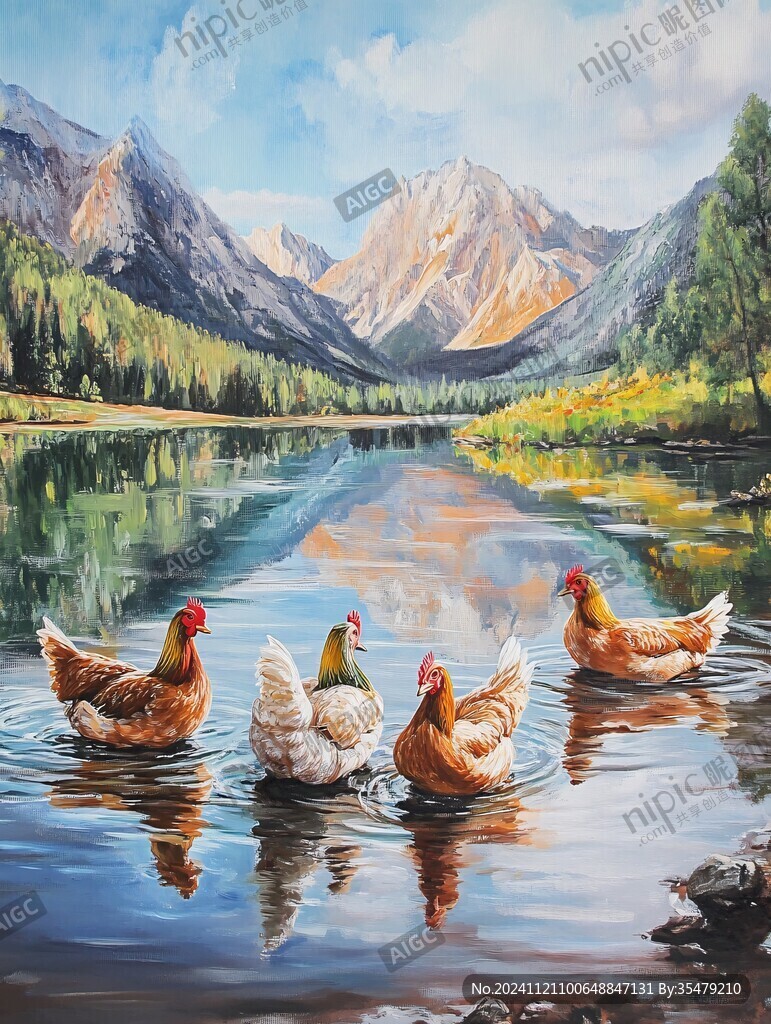 油畫山水花鳥動物畫