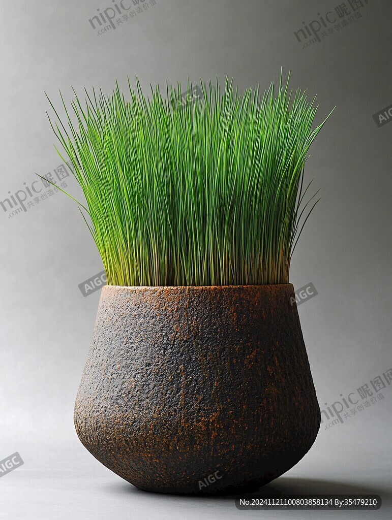 狗尾草叢泥罐花瓶