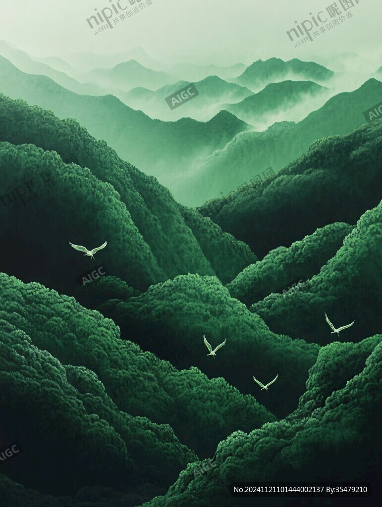 墨綠風(fēng)景畫