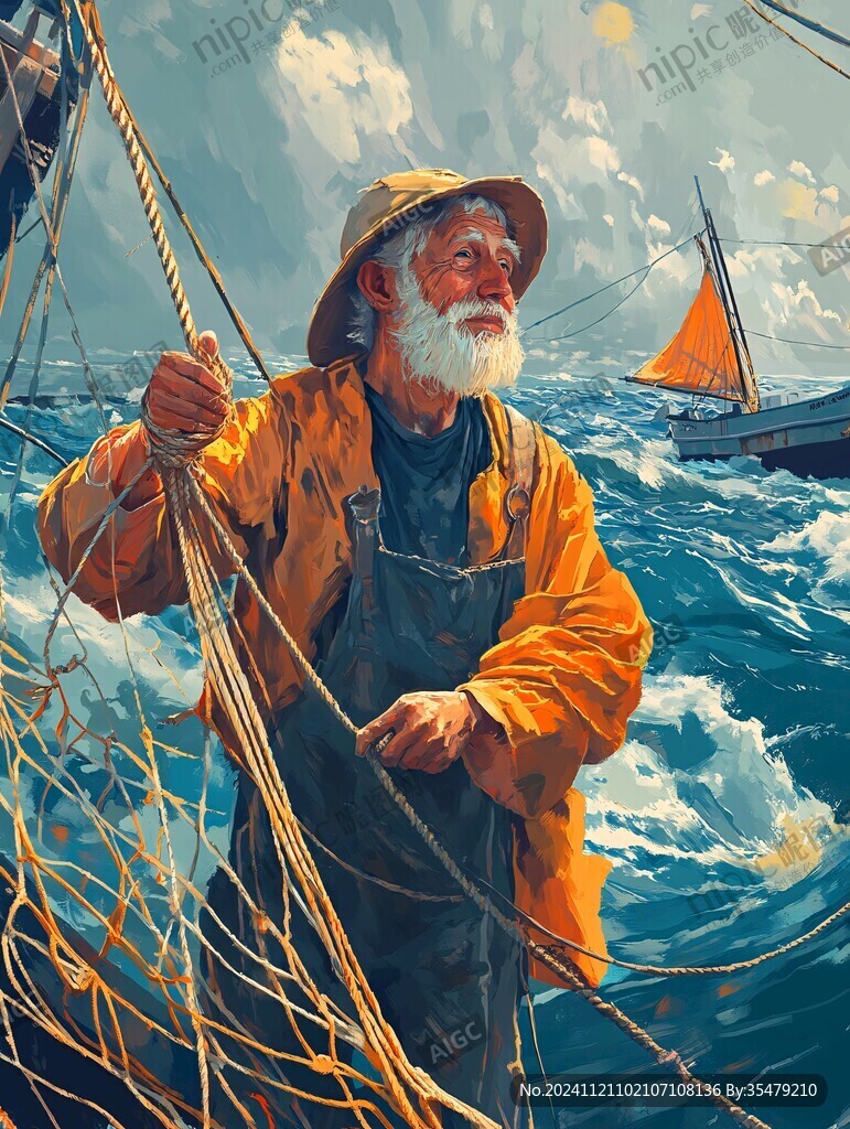 漁翁插畫