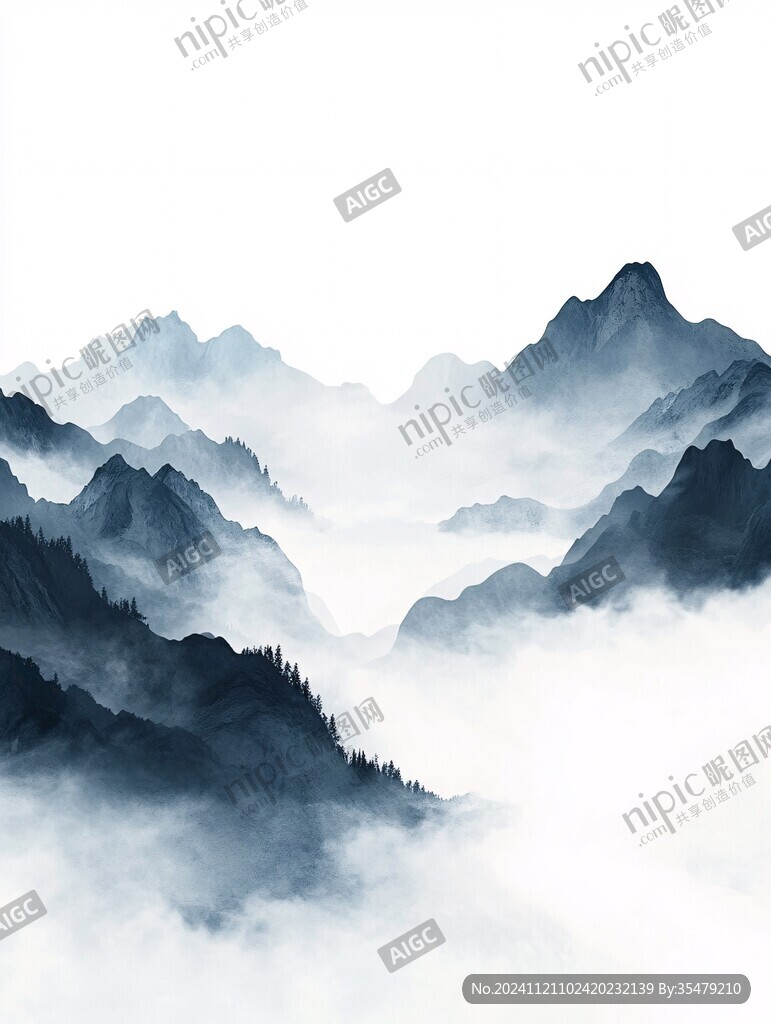 意境水墨群山暈染