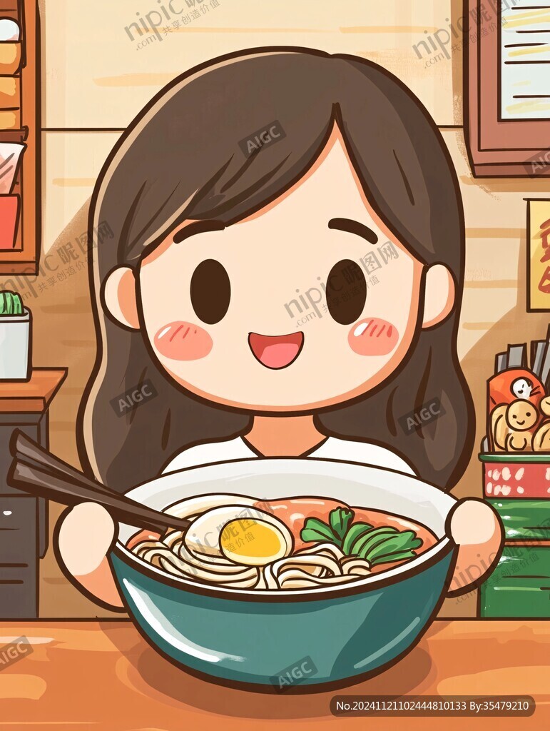 吃面插畫