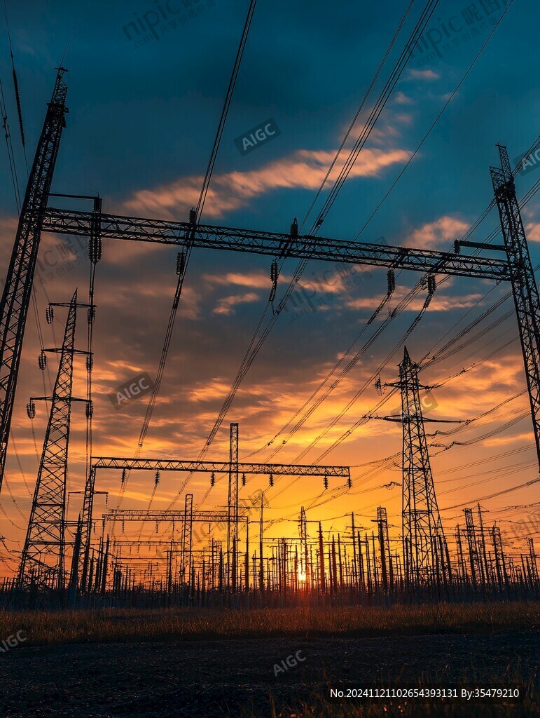 夕陽下的變電所
