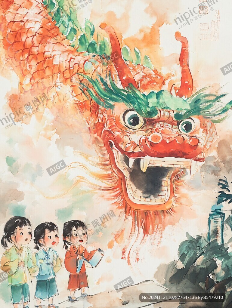龍年年畫(huà)賀圖