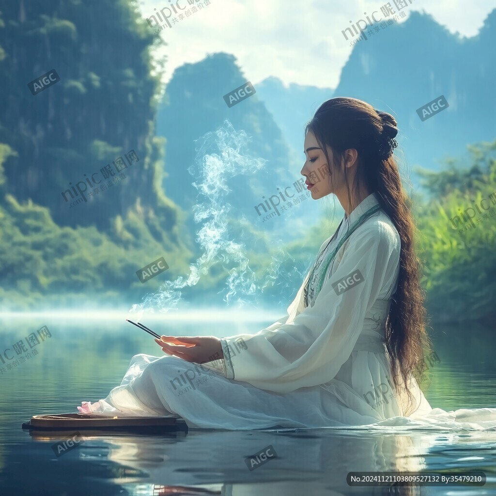 古風人像水墨山水