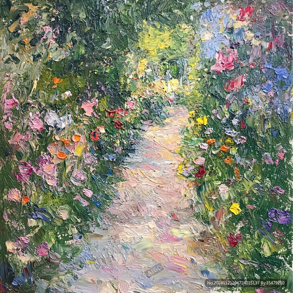 莫奈花園油畫背景