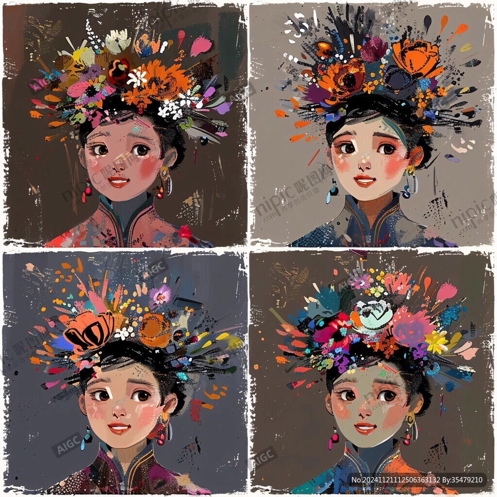 民族女孩原創插畫