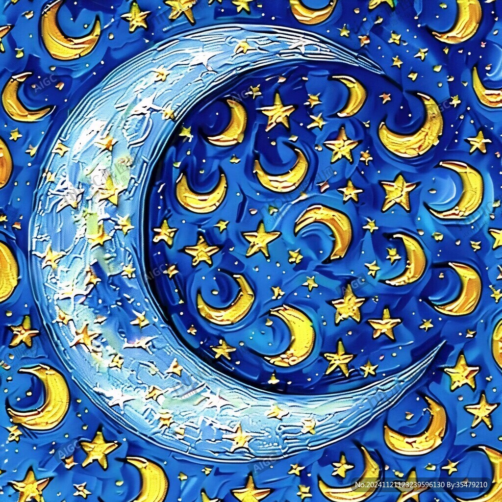 卡通月亮星空圖案