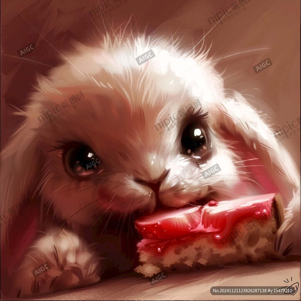 抱草莓的兔子