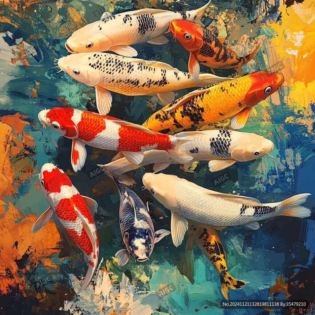 現代鯉魚壁畫
