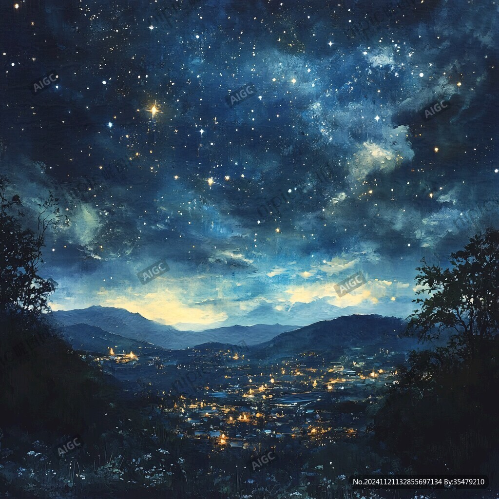 手繪唯美夜晚