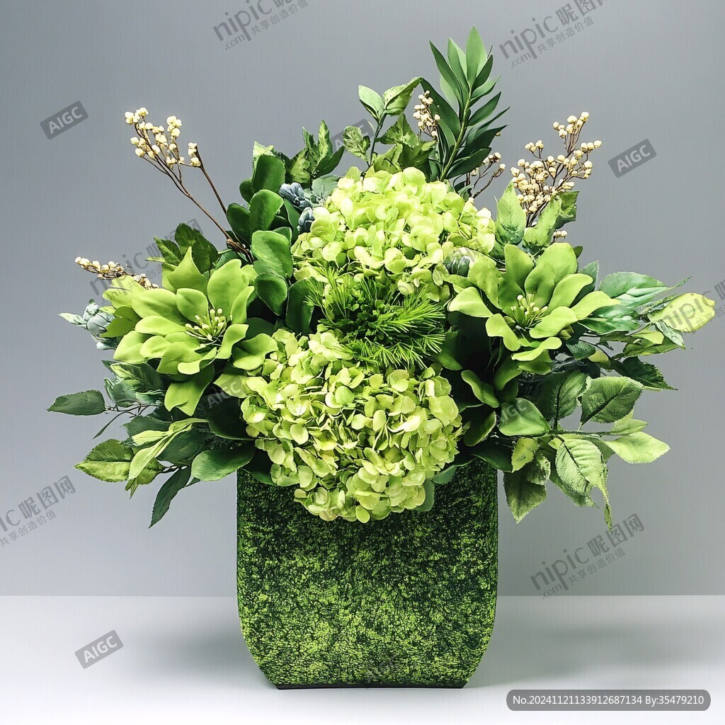 黃綠花藝素材
