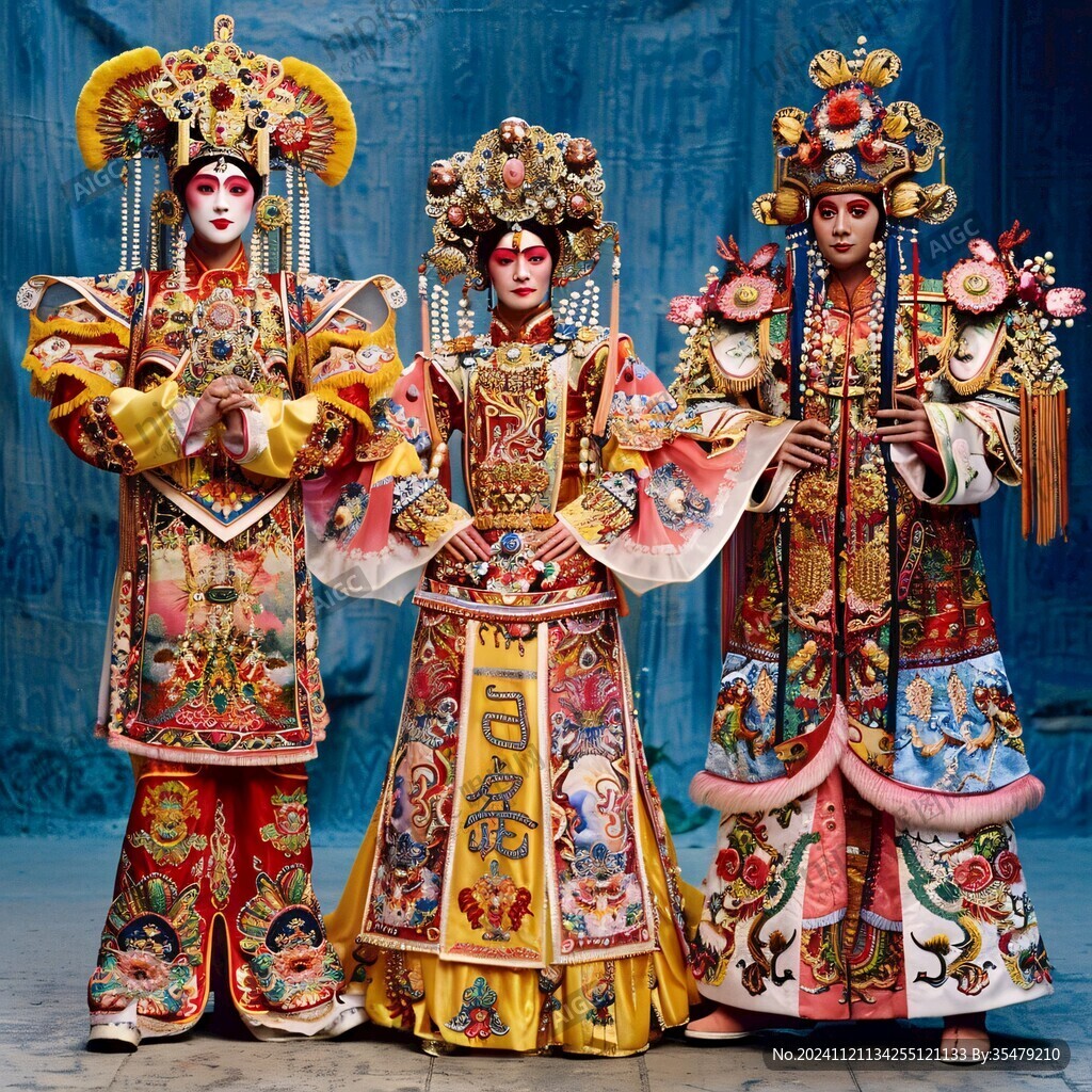 粵劇排金線團花京戲服