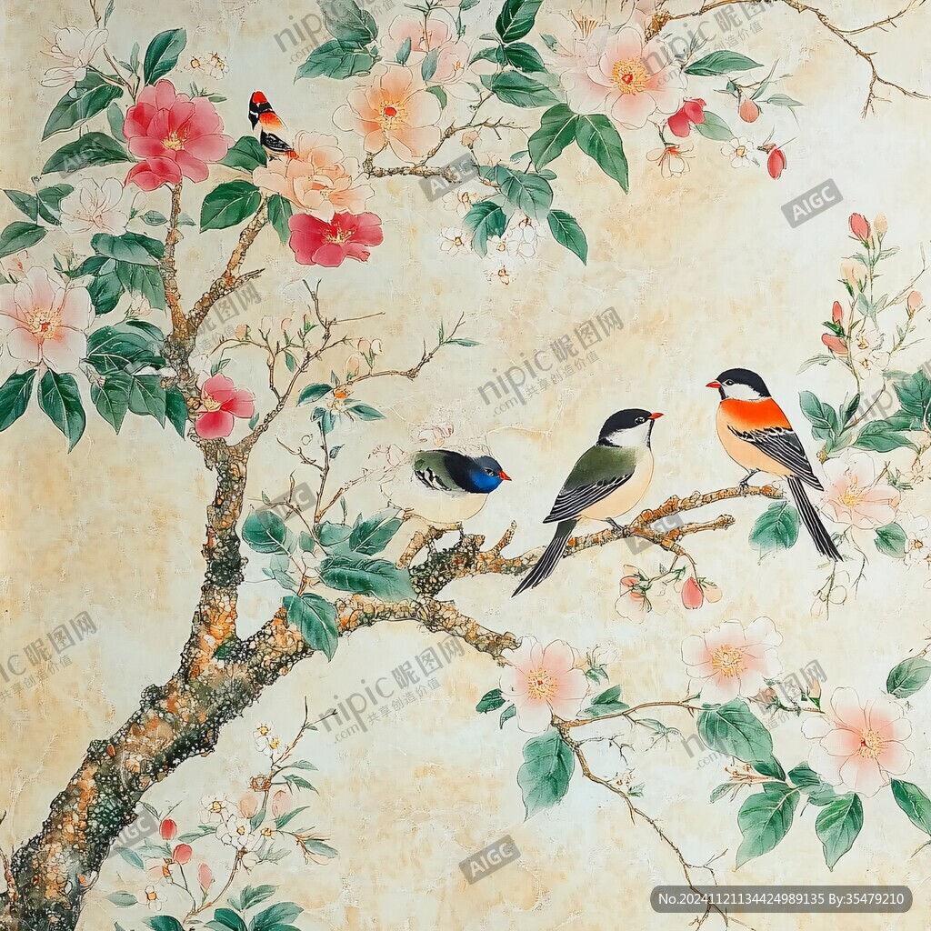 工筆花鳥墻紙