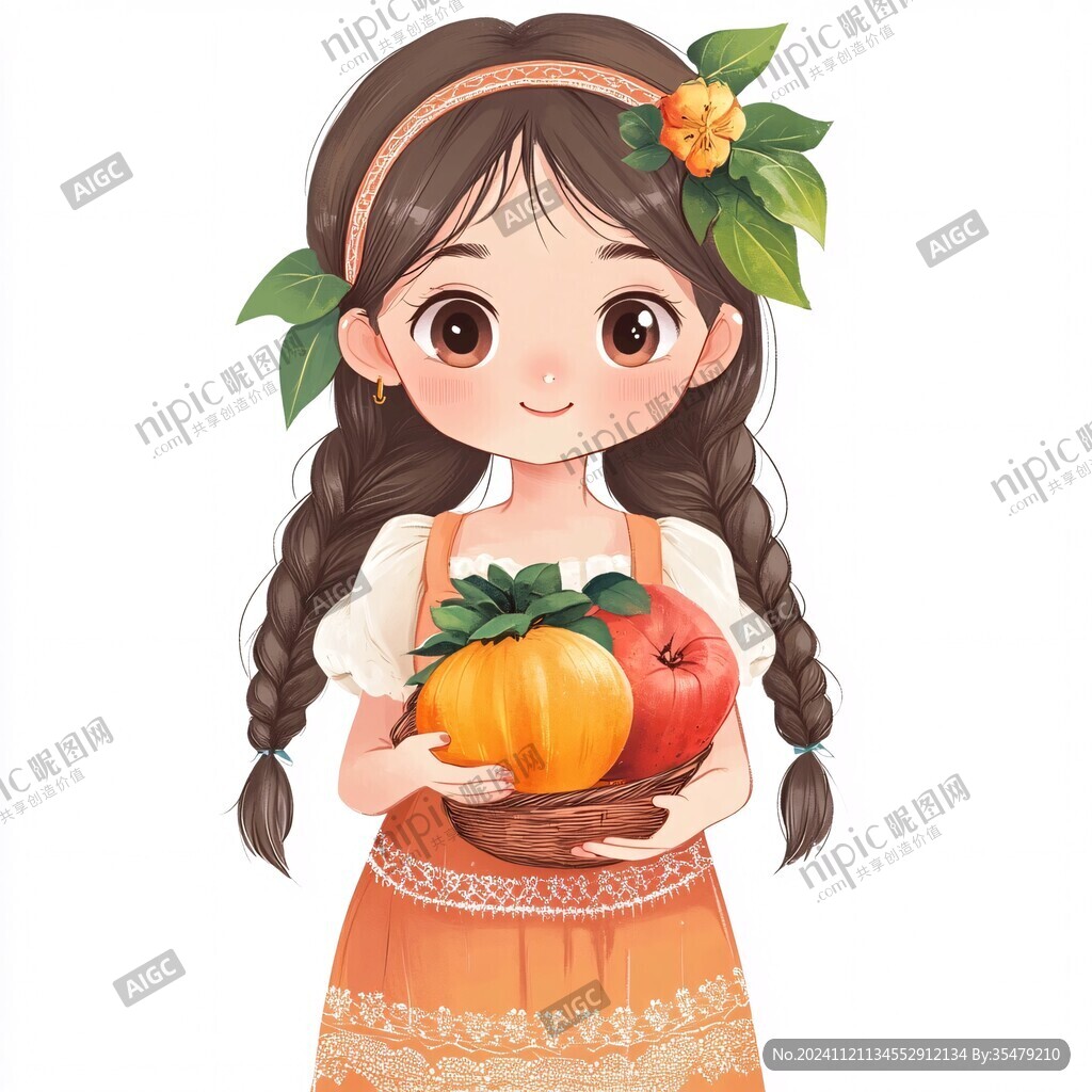 農(nóng)家女孩水果插畫