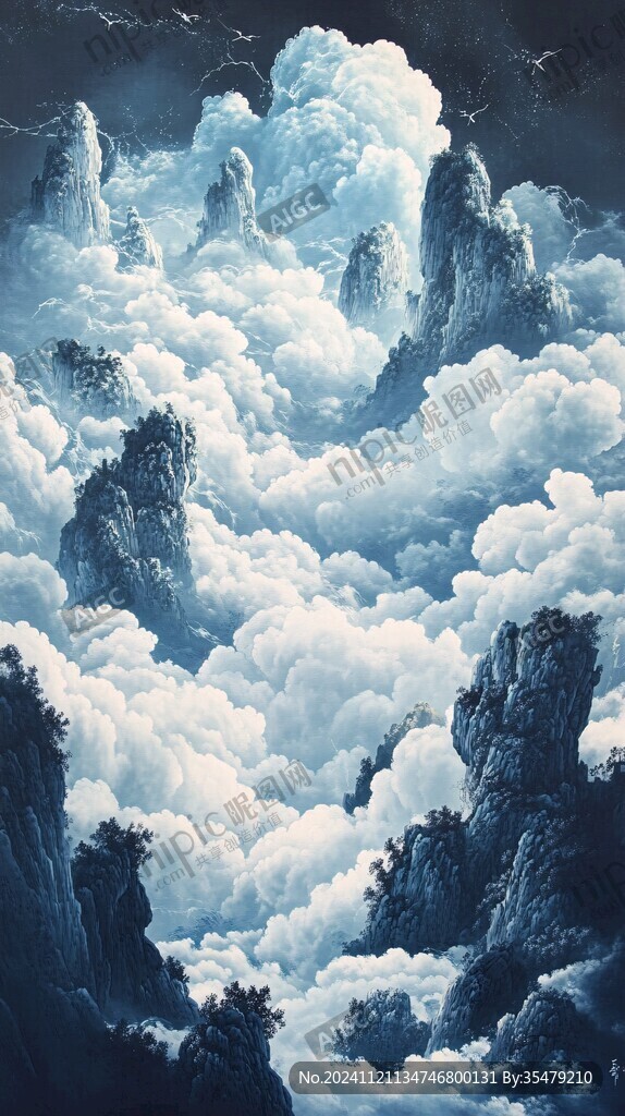 立體畫云海