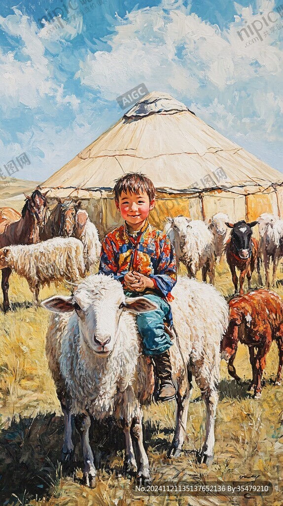 烏珠穆沁羊插畫