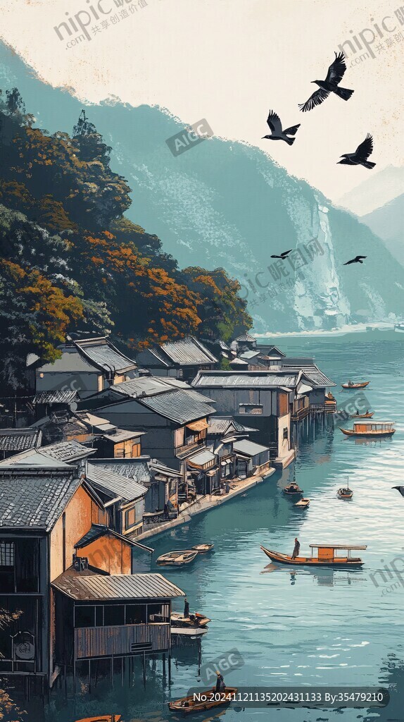 插畫山水風(fēng)景