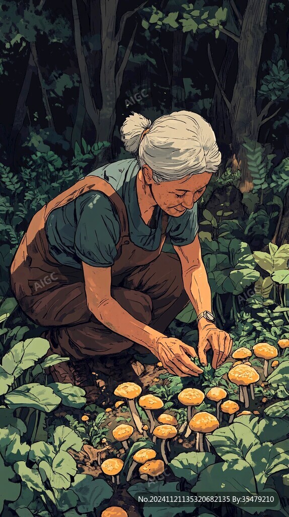 采摘農(nóng)家少女插畫